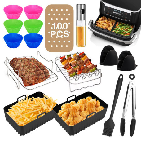 HOMIKLSA Ninja Airfryer Accessoires ad aria Doppia Zona 7.6L-9.5L,Compatibile con Modelli a Doppio Scomparto, BPA Free e Resiste