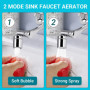 1440° Aérateur de Robinet – Rallonge de Robinet Rotative – 2 Modes Économiseur d'Eau Compatible avec Évier de Salle de Bain et d