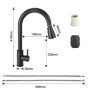 Mitigeur Cuisine Extractible 60 cm avec 2 Types de Jet & Rotation 360° - Robinet Evier Noir Mat en Acier Inox - Robinet Cuisine 