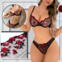 NewBull Ensemble de lingerie sexy pour femme - En tulle transparent - Ensemble sexy - Broderie florale - Soutien-gorge push-up a