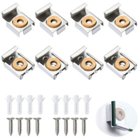 8 Pièces Fixation Miroir Mural,Support Mural pour Miroir,Clips à Ressort avec Broches et Vis,Accroche Miroir Robustes,pour Verre