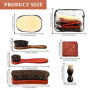 lompyeu Brosses à Chaussures,Brosse CRIN Cheval,Kit Nettoyage Chaussure,4 Brosses Applicatrices de Cirage,1 Gant de Nettoyage en