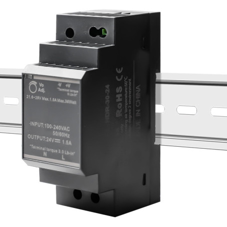 Bloc d'alimentation pour rail DIN HDR-30-24, bloc d'alimentation rail DIN 24 V, transformateur pour rail DIN pour industriel, tr