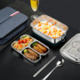 Lunch Box Inox, 2000ml Bento Lunch Box, Boite Inox Alimentaire Hermétique, Micro Ondable, Boite Repas Compartiment Facile à Nett