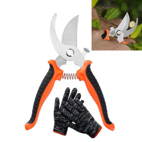 Sécateur de Jardin Professionnel – Cisaille Bypass à Lame Anti-Rouille, et Poignée Ergonomique pour- Avec Gant de Protection une