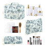3 Pièces Trousse de Toilette Femme en Coton Matelassé, Ensemble de Sacs à Cosmétiques de Voyage avec Motif Floral, Grand Sac à M