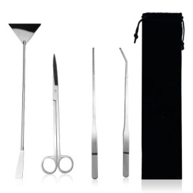 LUMITRRA Aquarium Kit Outil, INOX Aquarium Tank Plante Aquatique Outils, Scissors, Spatula avec Sac de Rangement Set pour Élagag