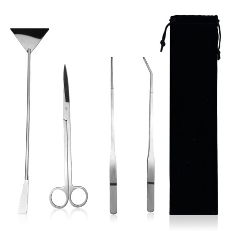 LUMITRRA Aquarium Kit Outil, INOX Aquarium Tank Plante Aquatique Outils, Scissors, Spatula avec Sac de Rangement Set pour Élagag