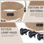 Kit de Suspension en Corde de Chanvre - Douille Avec Prise et Interrupteur - Câble Vintage E27 - 3 Ampoules Incluses - Suspensio