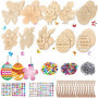 Pendentif en Bois de Pâques, 252 pièces Ornements de Pâques en Bois, Bricolage Artisanat de Pâques, Ornements Suspendus de Pâque