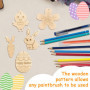 Pendentif en Bois de Pâques, 252 pièces Ornements de Pâques en Bois, Bricolage Artisanat de Pâques, Ornements Suspendus de Pâque