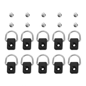 Nikou Kayak D Anneau, Lot de 10 Boucle Noire en D avec vis M6, Kayak gréement D Anneaux Sécurité Attache Boucle Pont Accessoires