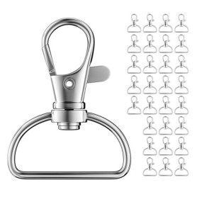 Firschoie Lot de 30 Fermoirs Mousquetons Pivotants, Porte-clés Homard(Largeur intérieure 25 mm) Anneau fendu de type D, Boucle d