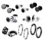 8 Paire Hommes inoxydable Boucles d'oreilles en acier, 8 mm boucles d'oreilles clip émail lunette ronde piercing oreille piercin