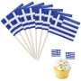 Lot de 150 cure-dents décoratifs - Drapeau de la Grèce - Drapeaux de cure-dents - Pour cocktail, fête, nourriture, gâteau, fruit