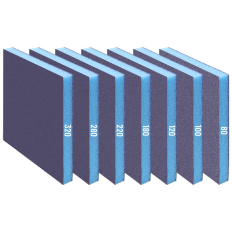 Lot de 7 éponges abrasives - 80/120/180/220/320/400 - 7 éponges de ponçage différentes - Assortiment de tampons abrasifs - Grain
