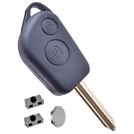 ANGOFIZ Coque Clé Télécommande Compatible avec Citroen Berlingo Picasso Saxo Xsara Peugeot Partner Lame Vierge + 2 Boutons Pouss