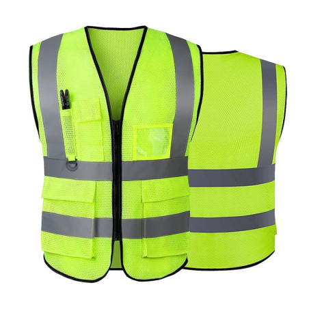 Gilet de sécurité réfléchissant haute visibilité avec poches zippées sur le devant - Conforme aux normes ANSI/ISEA