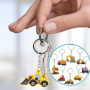 LiJuanWang Porte-clés Véhicules de Construction,8 pièces Porte Clef Enfant D'Ingénierie Cadeaux Enfants Thème Chantier en PVC,po
