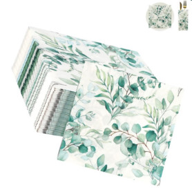 Serviettes,20 pièces Serviettes Eucalyptus 33 x 33 cm,Serviette de Table Papier,pour anniversaire,barbecue,pique-nique,party du 