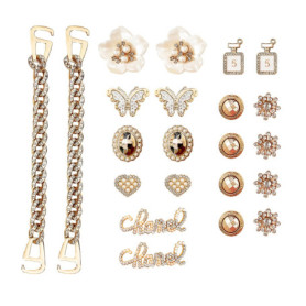 Lot de 22 Décorations de Chaussures en Forme de Fleur en Diamant - Boucles et Accessoires Tendance pour Sandales avec Trous - 2-