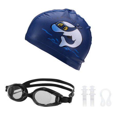 1 Bonnet De Bain pour Enfants, 1 Masque De Natation, 1 Pince-Nez, 1 Paire De Bouchons d'oreilles, Bonnet De Bain Élastique pour 