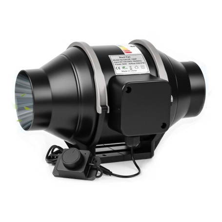 Vankarr Extracteur d'air 100mm Réglable 360m³/h, EC Moteur Ventilateur extracteur d'air pour Tentes Culture, Hydroponique, Domes