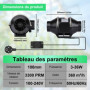 Vankarr Extracteur d'air 100mm Réglable 360m³/h, EC Moteur Ventilateur extracteur d'air pour Tentes Culture, Hydroponique, Domes