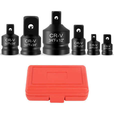 Adaptateur Douille, 6 Pièces Adaptateur pour Impact Réducteur, Adaptateurs à Cliquet 3/4 vers 1/2,3/8 vers 1/2,3/8 vers 1/4 pour