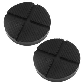 Lot de 2 supports en caoutchouc pour cric avec rainure et profilé - Noir - Pour cric et élévateurs