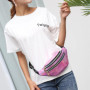 Orssmigs 2 Pièces Sac Banane Holographique Fille - Réglable, Imperméable, Cuir PU, Paillette - Pour Voyage, Randonnée (Rose + Ar