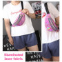 Orssmigs 2 Pièces Sac Banane Holographique Fille - Réglable, Imperméable, Cuir PU, Paillette - Pour Voyage, Randonnée (Rose + Ar