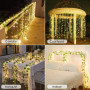 GuKKK Guirlande Lumineuse Solaire Extérieure, 12M 120 LEDs Lierre Artificiel Guirlande Lumineuse Solaire, Guirlande Guinguette É