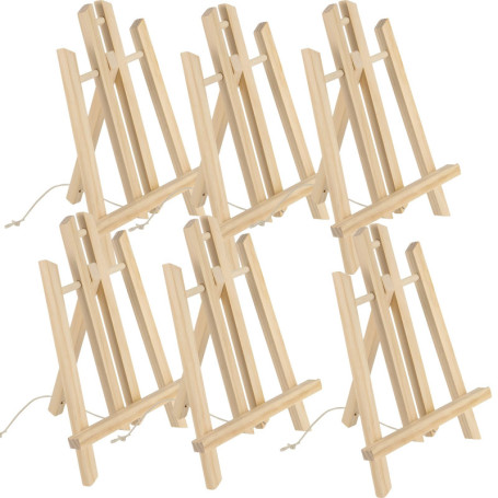 HAKZEON Lot de 6 Chevalets de Table en Bois avec Barre Mobile, 30 cm Chevalet Pliable en Bois pour Peintures, Dessins, Photos En