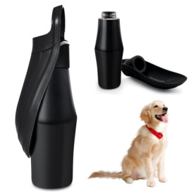Gourde pour chien - 750 ml - En acier inoxydable - Pliable à 180° - Portable - Pour la marche, le camping, les parcs - Noir