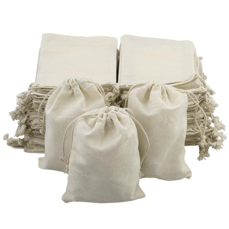 Lot de 50 sacs en tissu à peindre avec cordon de serrage - 15 x 10 cm - Petits sacs cadeaux en coton - Pour bricolage Ramadan, c