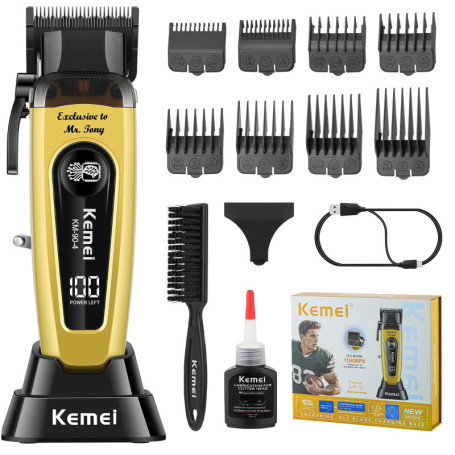 KEMEI Tondeuse à cheveux pour homme, tondeuse à barbe, kit de toilettage de barbier, 11500 tr/min, avec support, écran LED pour 
