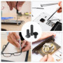 Lot de 2 petites vis, kit de réparation de lunettes, pièces en acier inoxydable pour montres, ordinateurs, etc. (noir, argenté)