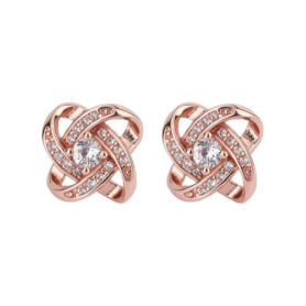 Une paire de boucles d'oreilles en or rose pour femme - Boucles d'oreilles roses - Boucles d'oreilles hypoallergéniques en zirco