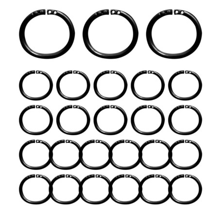 Lot de 25 anneaux de rideau de douche, noirs, en forme de C, diamètre intérieur, 40 mm, convient pour salle de bain, chambre à c