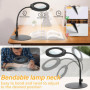 Sprifityy 10X Lampe Loupe sur Pie,5 Modes de Couleur,Loupe éclairée à intensité Variable,10X Loupe avec Lumière et Support,pour 