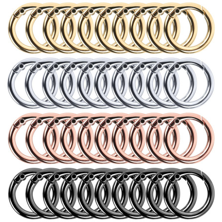 Pavlleen 40 Pièces Mousqueton Rond,Anneaux à Ressort en métal,Boucle Porte Clés Anneau Ressort,pour Travaux Manuels,Porte-clés,L