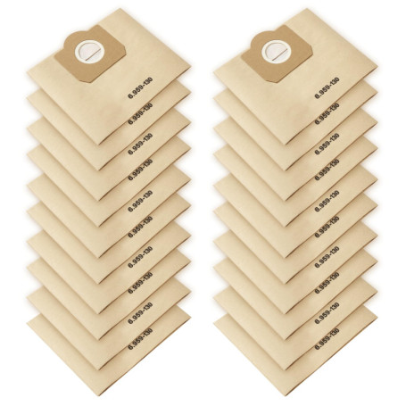 20 sacs d'aspirateur, compatibles avec WD3 1629 MV3 A2201/2204/2554/2604 pour kärcher 6.959-130.0 Sacs de dépoussiérage pour asp