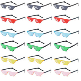 Qixuer 18 Paires De Lunettes De Soleil Pixels, Mosaïques Lunettes, Lunettes De Soleil En Mosaïque Multicolores En Plastique Conv