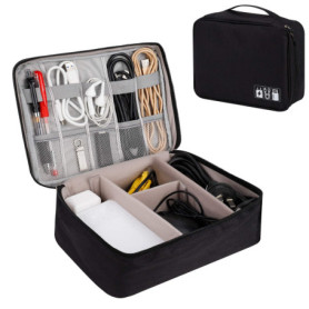 QIMEI-SHOP Sac Organisateur pour Câbles Grand Electroniques Portable Pochette Rangement Imperméable pour Clé USB Disque Dûr Cart