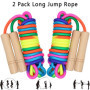 Corde à Sauter Longue 5m, 2 pièces Saut Corde Groupes, Jump Rope Multijoueurs Avec Poignée en Bois pour enfants et adultes, Spor