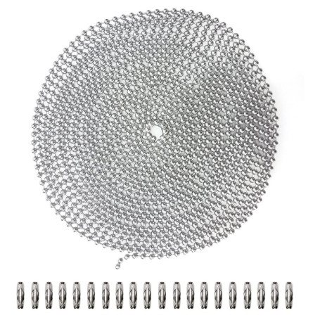 BetterJonny 6M Chaîne à Billes, Chaîne en Acier Inoxydable de 3,2 mm avec 20 Connecteurs Correspondants Chaîne Boule Chaîne à Ro