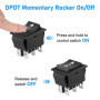 EEEKit 2 Pack interrupteurs à bascule momentané DPDT 6 broches, 20 A, double jet double pôle, pour bateau de moto de voiture ou 