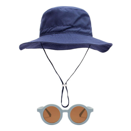 BIFHIG 1 Chapeau De Bébé Marine Et 1 Lunettes De Soleil, Chapeau De Pêcheur Respirant, Lunettes Pour Enfants Mignons, Fourniture