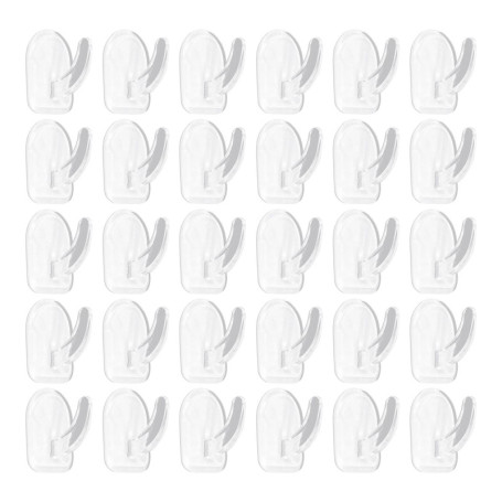 30 Crochets En Plastique Transparents, Auto-Adhésif Sans Forage, Mini, Mignon, Crochet À Cornes Multifonctionnel Créatif, Adapté